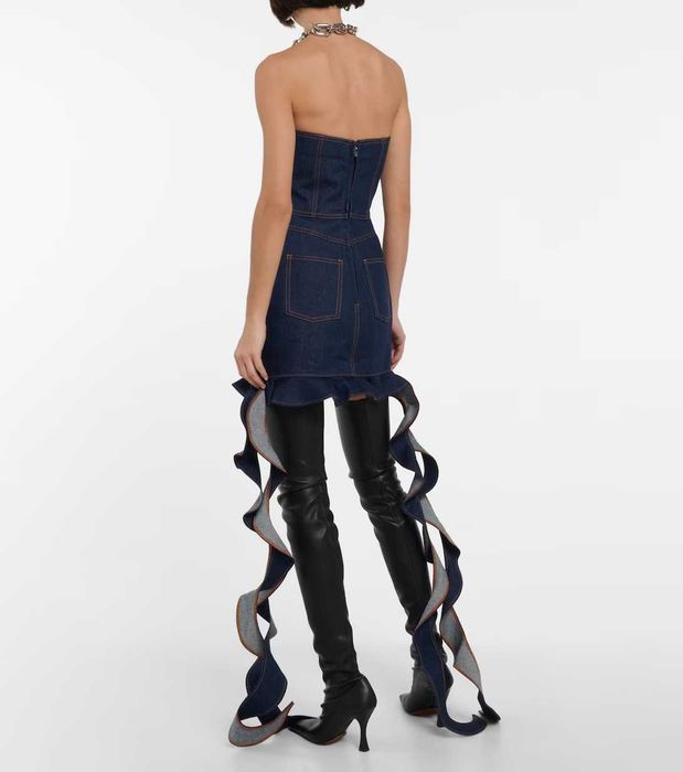 DAVID KOMA Corset Denim cotton mini dress UK6 XS міні сукня корсет