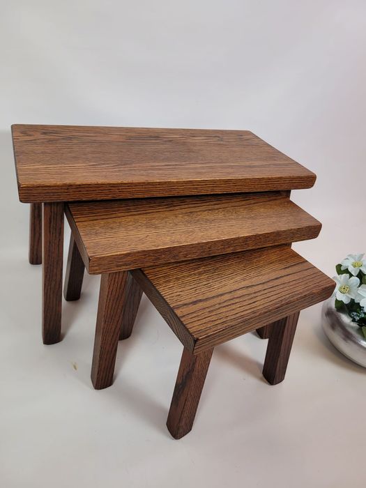 Taborety Trojaki dębowe