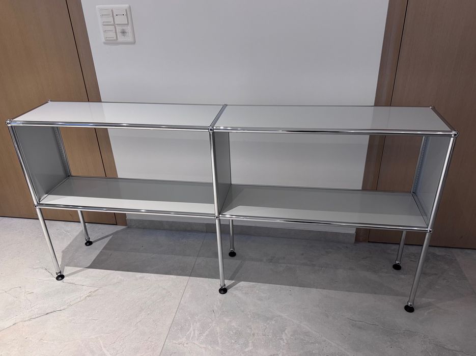 USM Haller Mebel regał TV szafka sideboard jasny szary / metal + chrom
