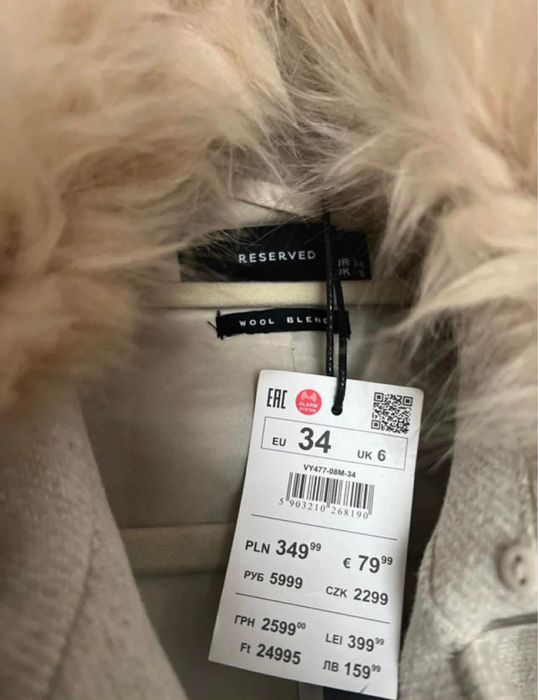 Reserved płaszcz z welna 34 nowy