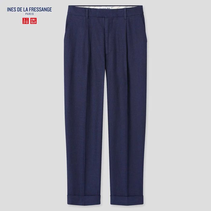 Брюки стильные женские темно-синие шерстяные Uniqlo