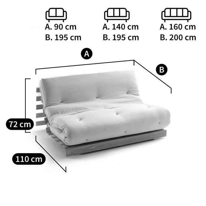Banco especial futon, 4 posições, Thaï