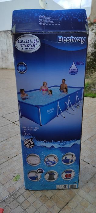 Conjunto piscina 4x2,11x0,81m EXTRAS e BOMBA SUBMERSÍVEL, LER DESCRIÇÃ