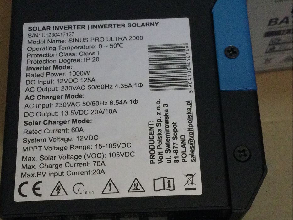 Продам комлект гибридный инвектор и литий ферум аккомулятор  VOLT pols