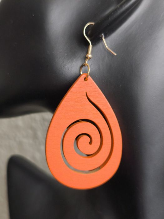 Pomarańczowe kolczyki spirale Boho unikalne wiszące duże lekkie prezen