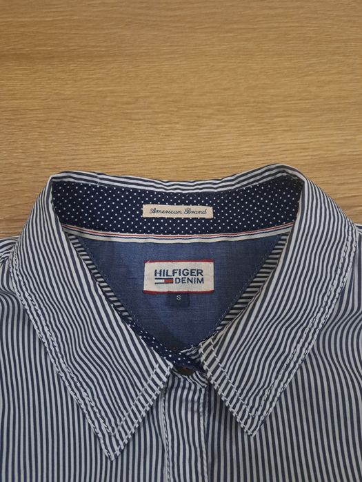 Koszula damska w paski, biało-szaro-granatowa, r. S, Tommy  Hilfiger