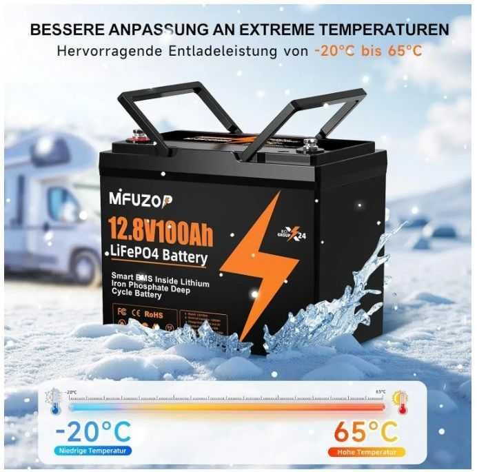 LiFePO4 акумулятор (батарея) MFUZOP 12V 100Ah 1280Wh BMS