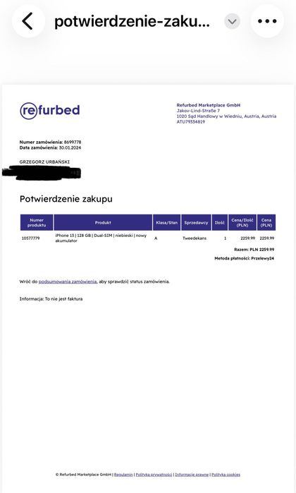 iPhone 13 niebieski 128 GB stan idealny