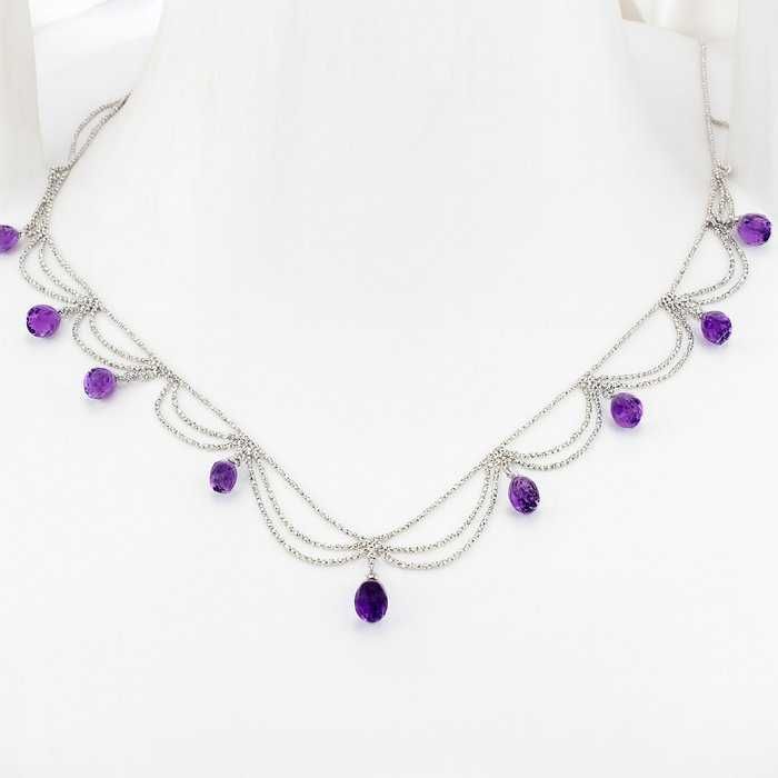 Colar Prata Ametista - Certificado