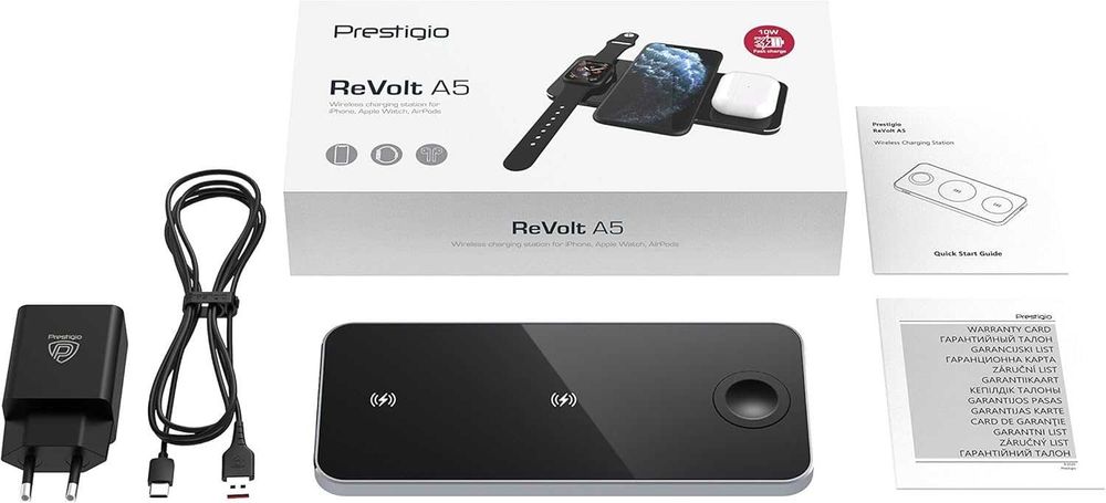 Prestigio Revolt A5 Qi – Bezprzewodowa Stacja Ładująca 3 w 1