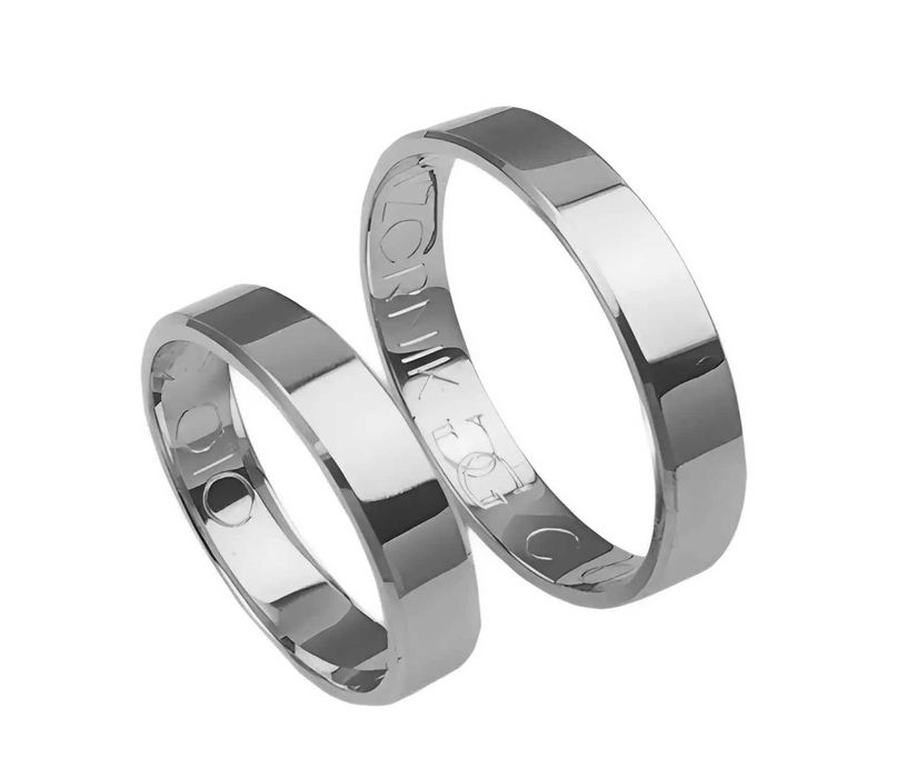 Obrączki ślubne z białego złota p.585 /płaskie fazowane / 4mm Classic