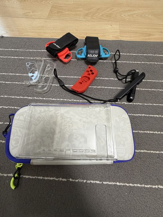 Nintendo switch com diversos acessorios