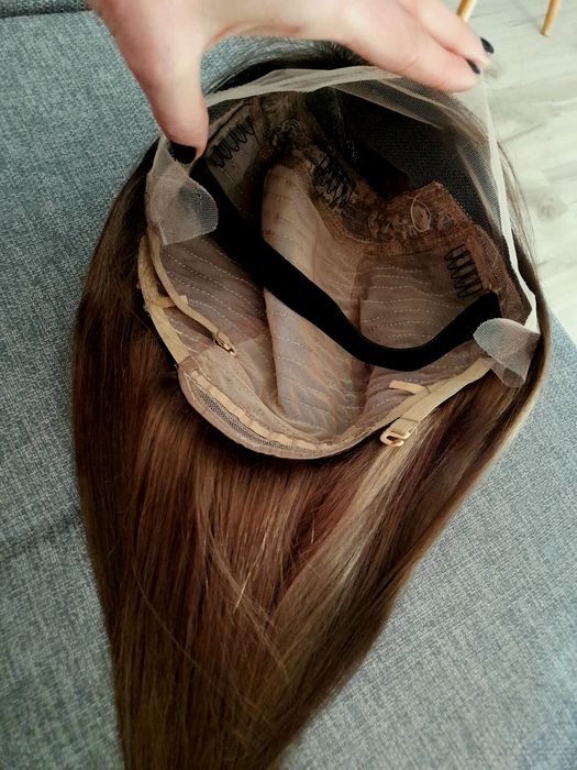 Peruka lace front 100% naturalny włos brąz