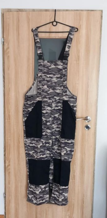 Szare męskie ogrodniczki moro,r.XL