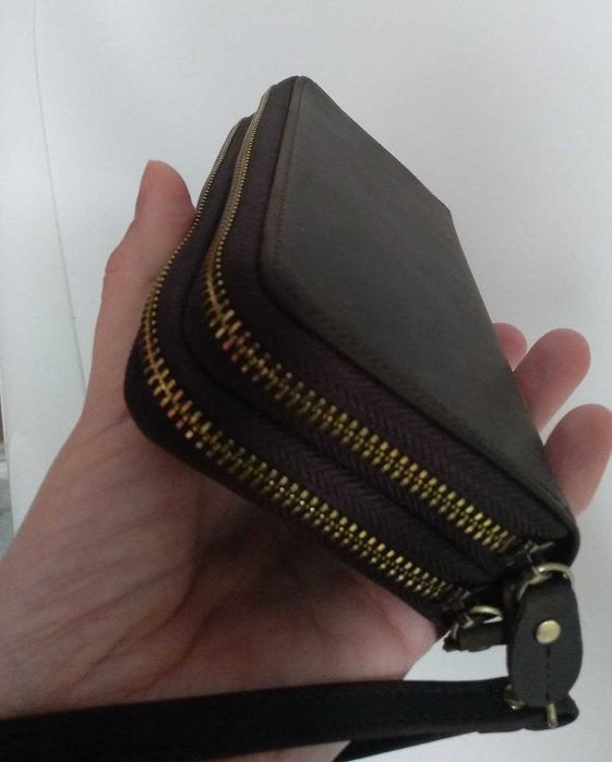 Клатч кожаный, вместительный, большой, стильный, удобный