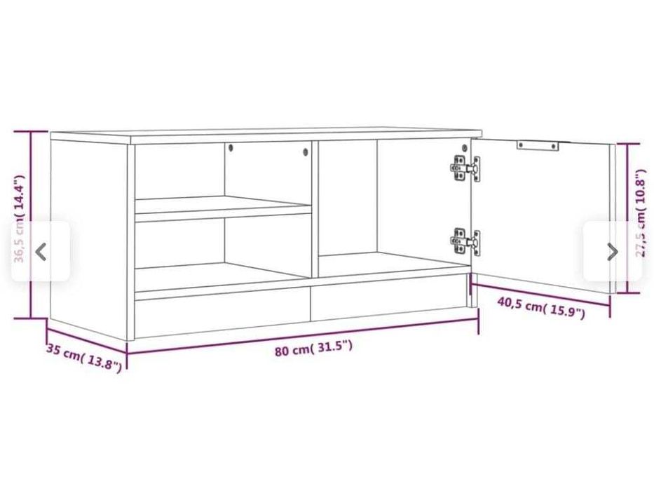 Móvel TV cinzento 80x35x36,5 cm (NOVO)