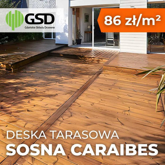 Deska tarasowa CARAIBES 28x145x4000 sosnowa impregnowana
