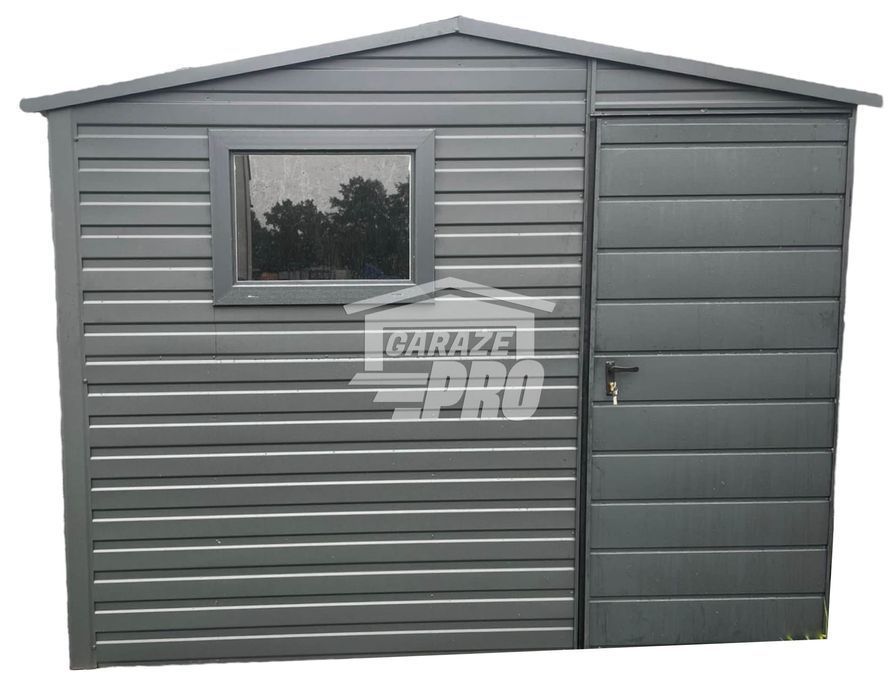 Domek Ogrodowy 3x3 Drzwi Okno Dach dwuspadowy Antracyt GP228