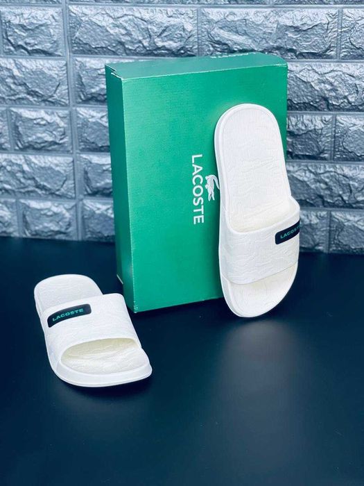 Шлёпай с удовольствием! Тапочки Lacoste мужские 40-46! Лакоста білі