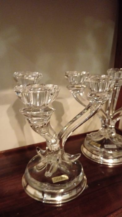 Candelabros em cristal e prata