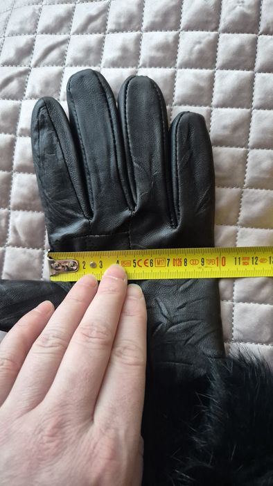 Rękawiczki skórzane z futerkiem XL