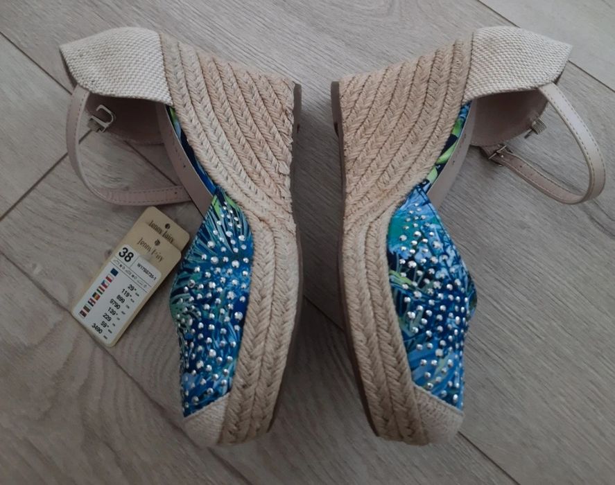 NOWE Buty na koturnie, sandałki, letnie r.38