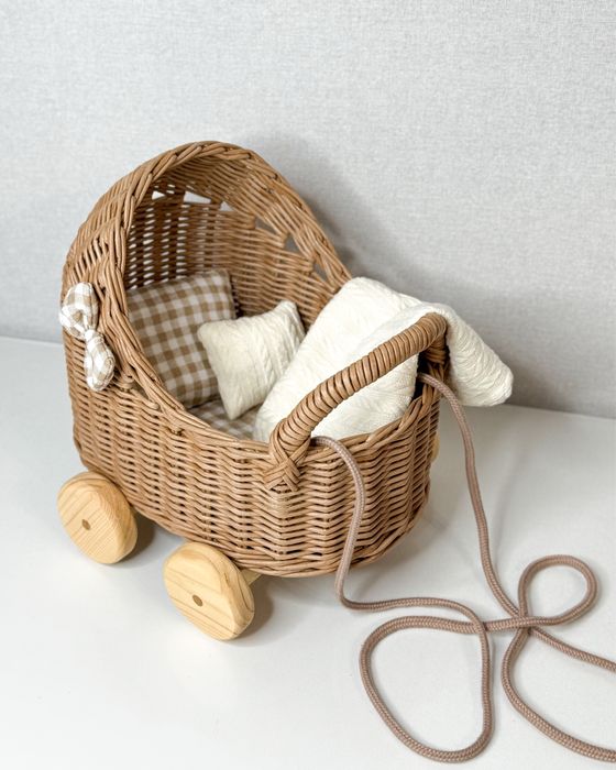 Плетений візок, коляска, ліжко для ляльки, колисочка, люлька,подарунок