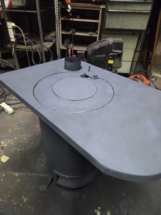 Salamandra em aço com placa de aquecimento