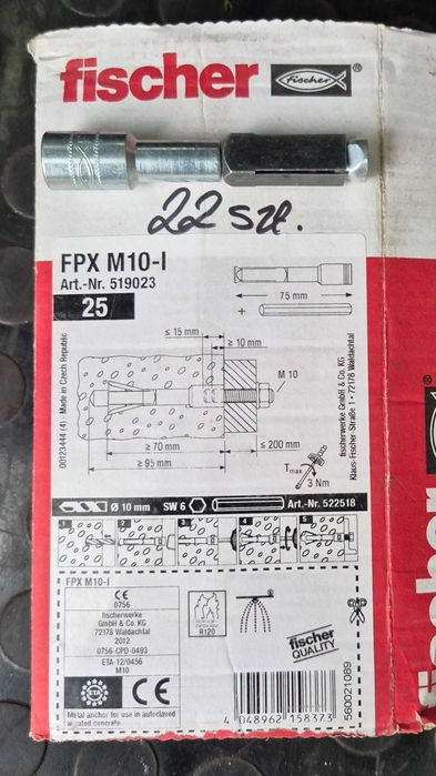 Kotwy do gazobetonu Fischer FXP M10-I 22 szt.