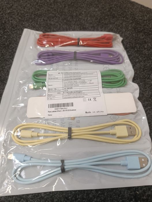 Nowy Zestaw 6 Kabel iPhone Lightning Apple MFi | Mix Kolorów