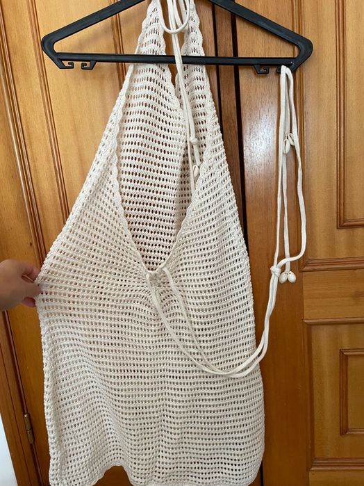 Vestido croché branco da Pull and bear