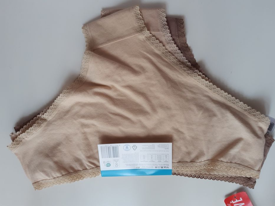 2x 3pack czarne/beżowe majtki figi damskie  Cleve r. XXL