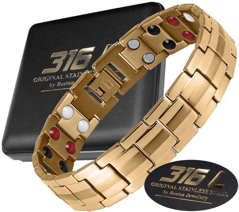 Elegancka ZŁOTA ZDROWOTNA bransoleta bransoletka męska MAGNETYCZNA !