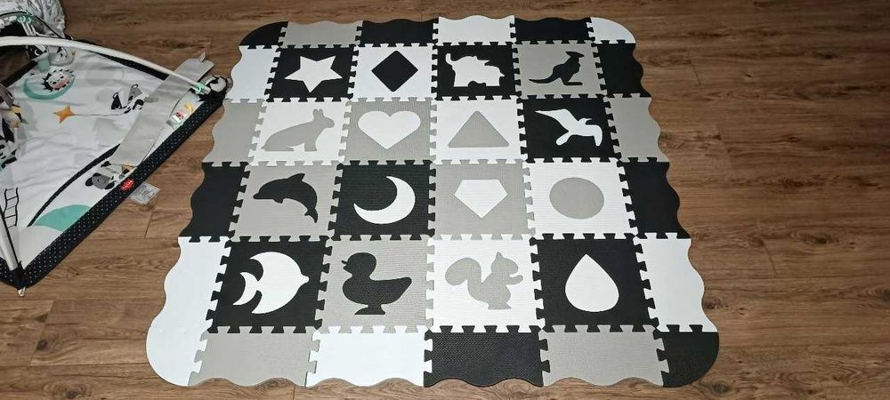 Duża Mata Piankowa Puzzle Edukacyjne Dla Dzieci Składana Kojec 16 Szt