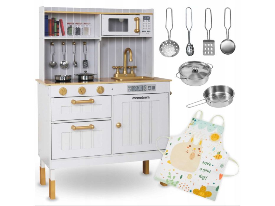 Edukacyjna Kuchnia Drewniana Interaktywna Dzieci Akcesoria - WYPRZEDAŻ