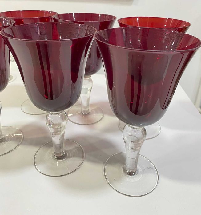 Conjunto de 6 copos cristal vermelhos, fantásticos para o Natal