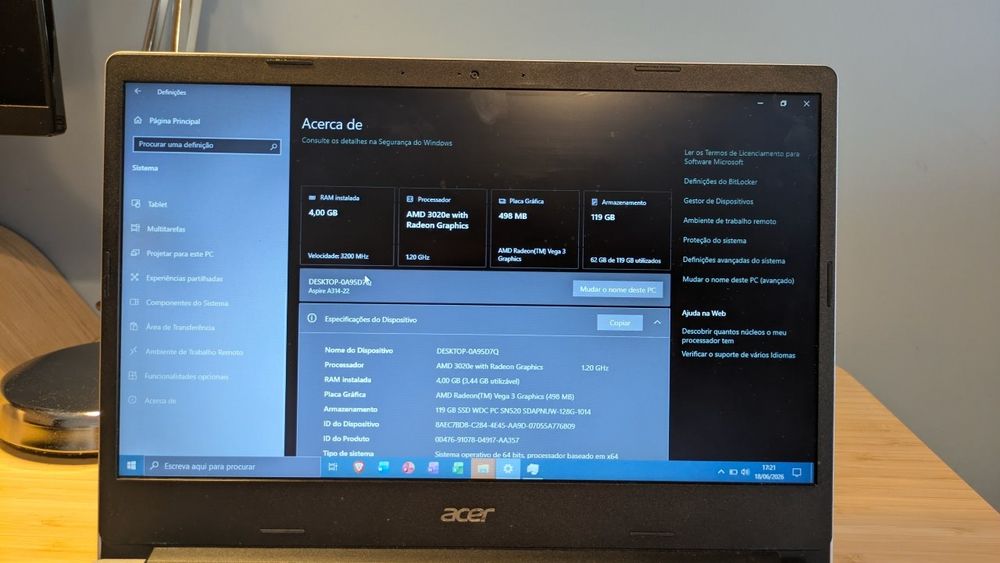 Portatil Acer aspire 3 2020