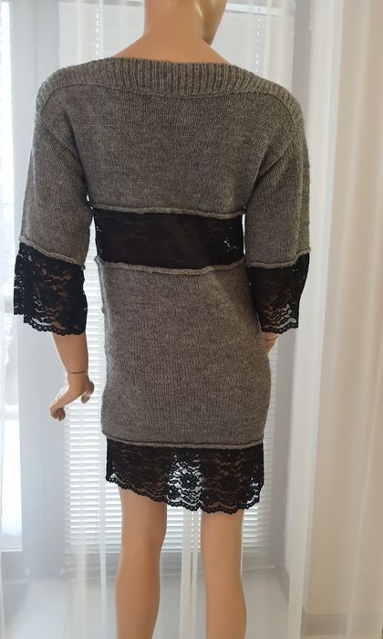 Туника платье теплая с кружевом туніка тепла