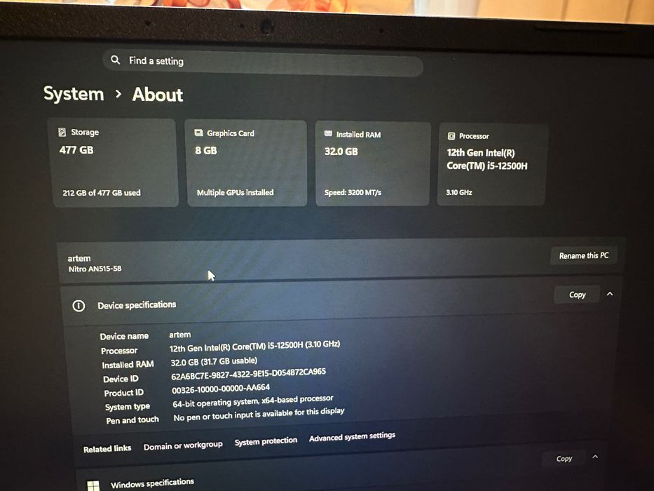 Acer Nitro 5 AN515-58 (NH.QFSEU.00C) Obsidian Black