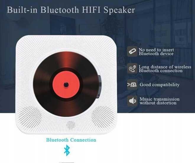 przenośny odtwarzacz CD bluetooth MP3 FM USB AUX pilot HiFi