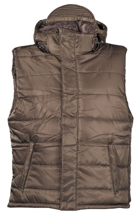 kamizelka  us puchowa z kapturem brązowa s