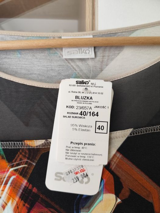 Długa wzorzysta bluzka Salko r. L/40 95% wiskoza nowa