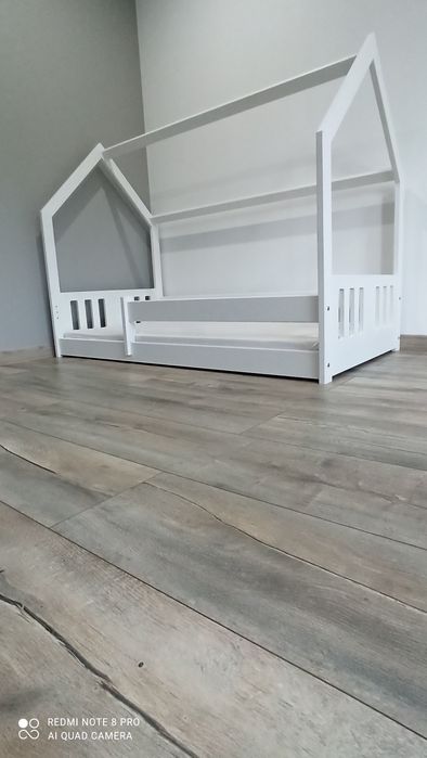 160x80 Łóżko dziecięce domek białe - OD RĘKI