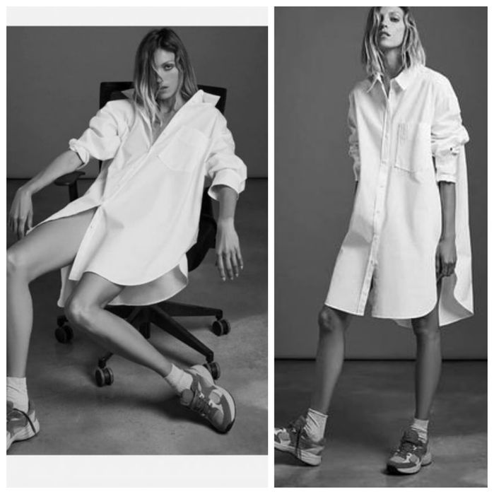 ZARA M-XL owersizowa luźna sukienka szmizjerka biała bawełniana