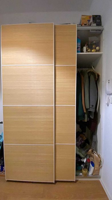 Szafa Ikea Pax 150x66x236 (2 moduły x 75) drzwi przesuwne bambus FJELLHAMAR