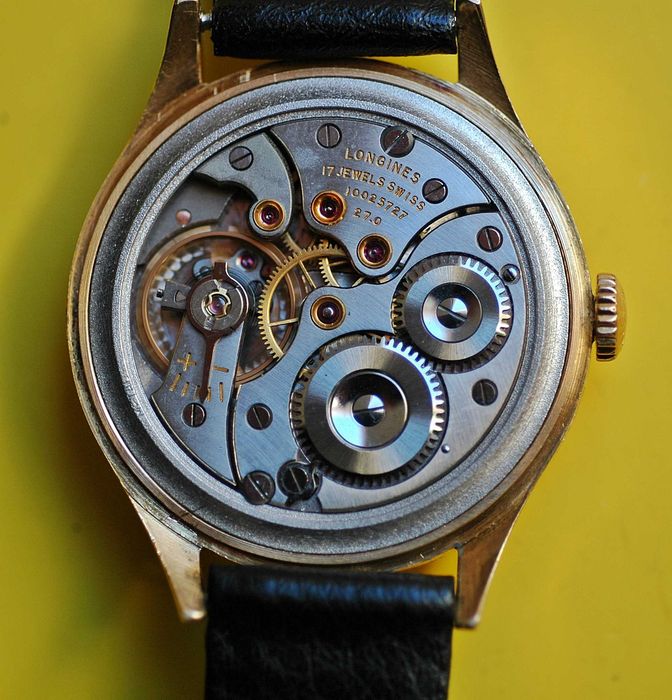 Złoty Longines cal.27.0 , pr. 0,750  z 1956 r. Śr. 35,1 mm, po serwisie
