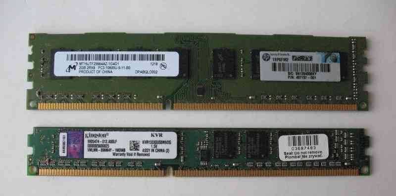 Dwa moduły DDR3 2 x 2 GB  1333 MHz PC-10600 PC-8500 Kingston Micron