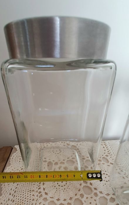 Conjunto 2 frascos em vidro, tampa em inox ermetica