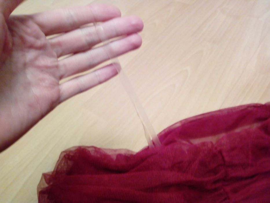 wieczorowa, sukienka z odkrytymi ramionami, marszczona, czerwona, xs/s