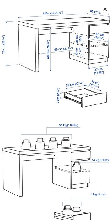 Secretária Malm (Ikea) branco